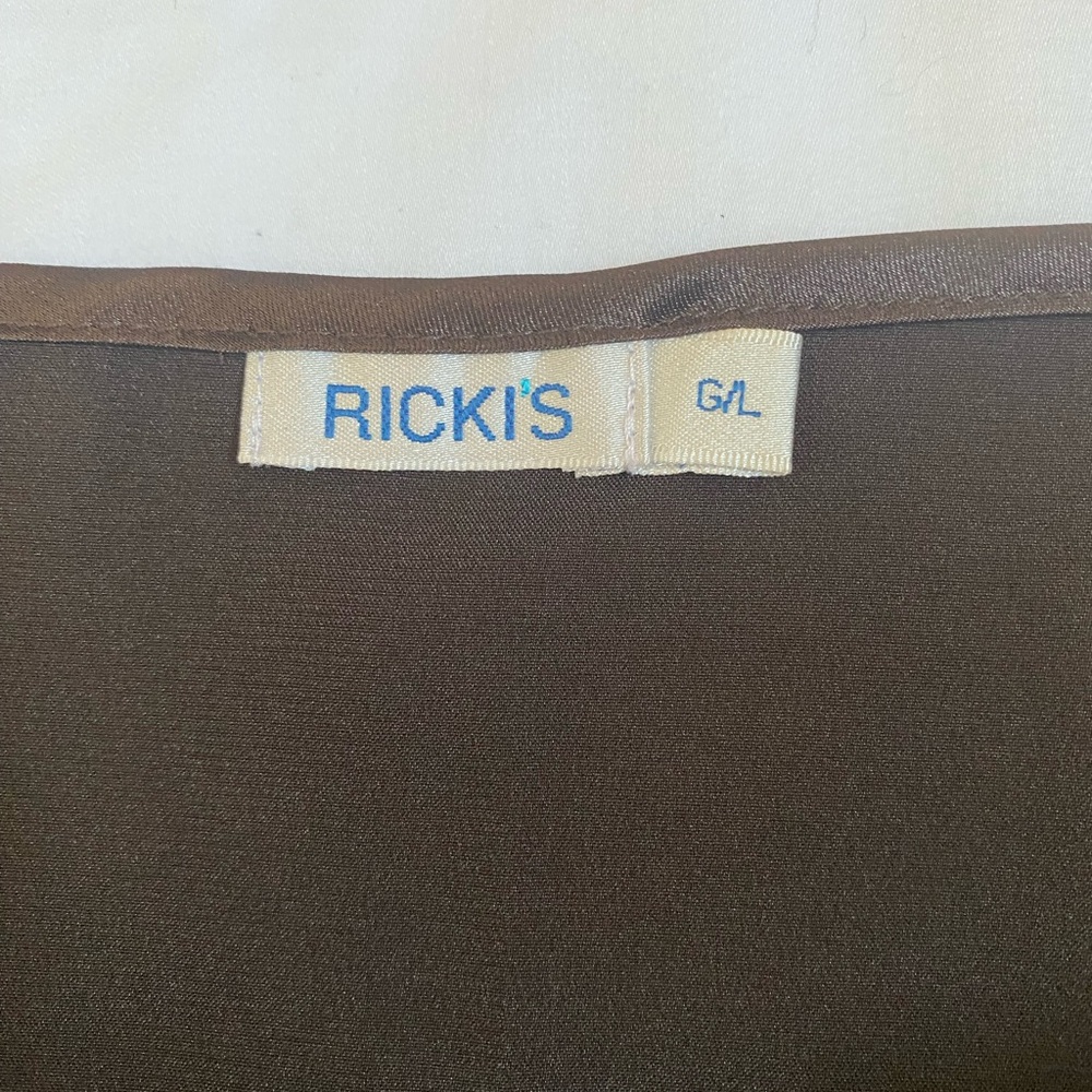 Ricki's Rich Chocolate Brown Lace Trim Satin Empire Waist Sexy Camisole Tank LG - Picture 13 of 16